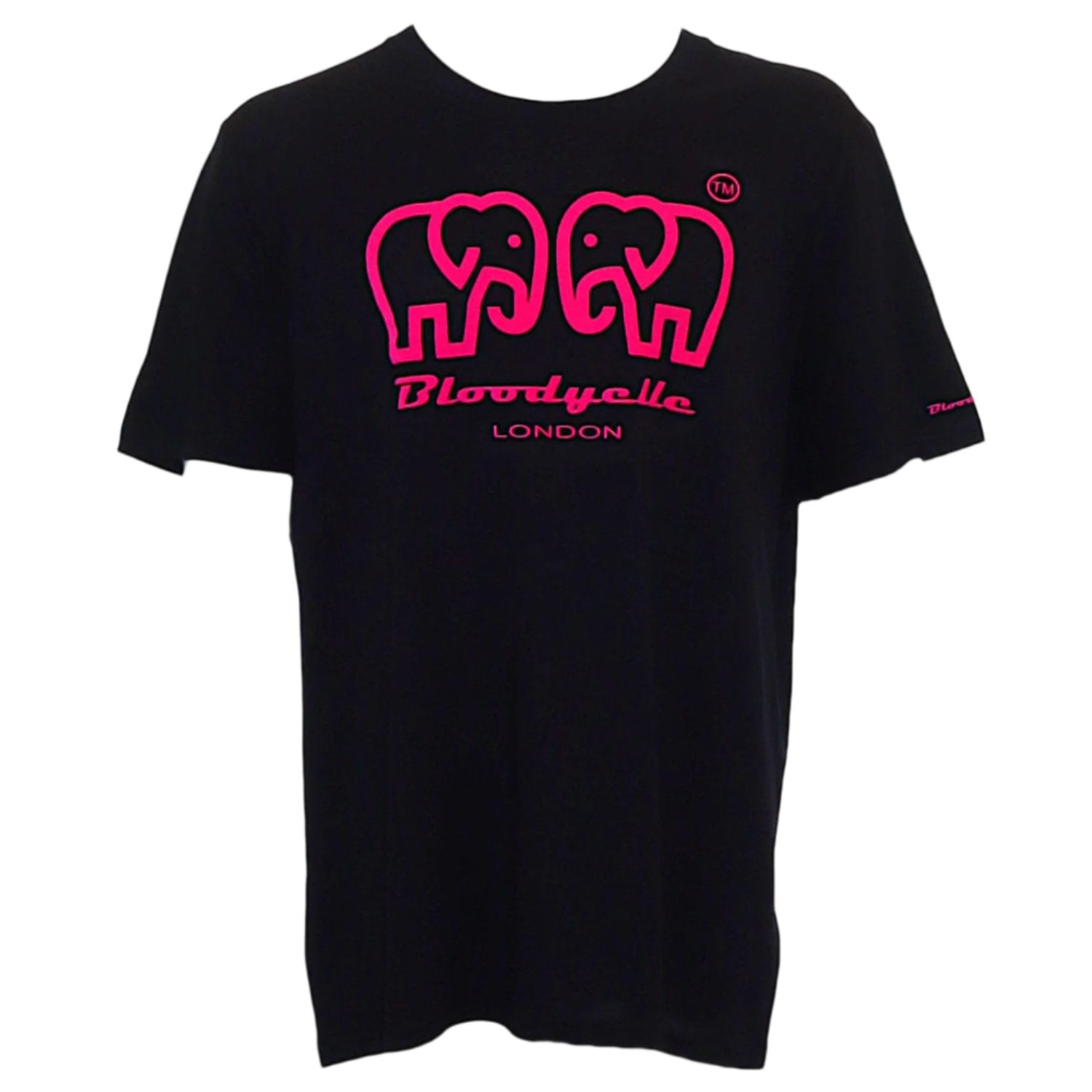 Bloodyelle Elephant Logo Black & Neon Pink Flock  T-Shirt