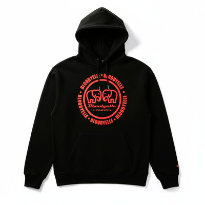 Infinity Hoodie Black with Red Flock Logo