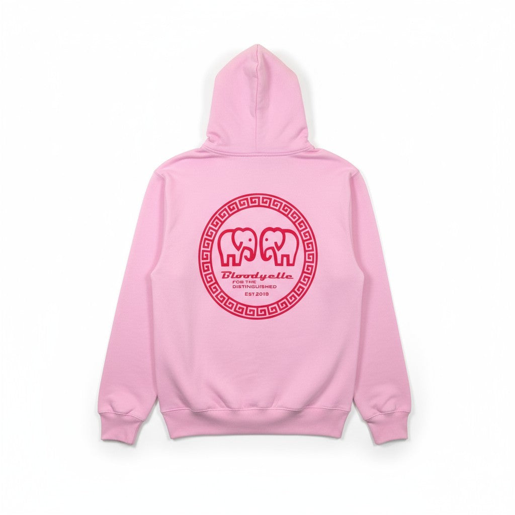 Hoodie Cotton Pink with Neo Pink Flock Greek Legendary logo