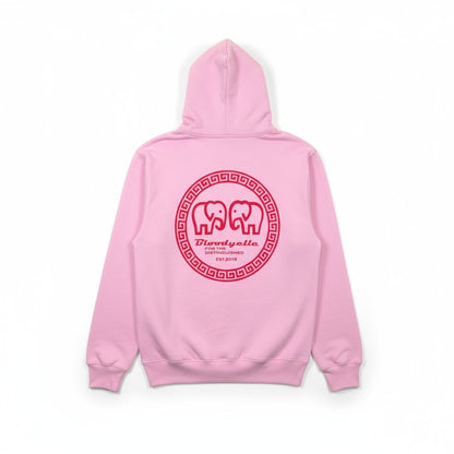 Hoodie Cotton Pink with Neo Pink Flock Greek Legendary logo