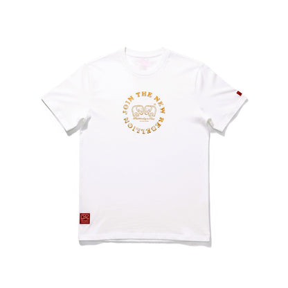 Medium Logo White and Gold Puff T-Shirt