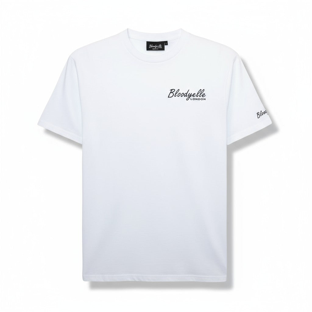 Wite with Black Flock Bloodyelle Signature T-Shirt