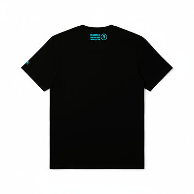 Black with Metallic Blue logo Elephant Dot T-Shirt