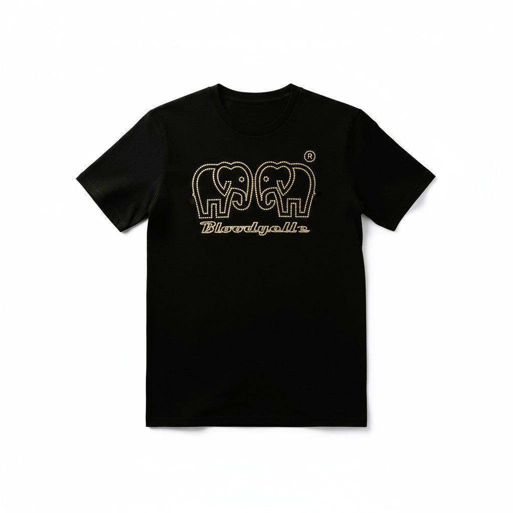 Black with Metallic Gold logo Elephant Dot T-Shirt