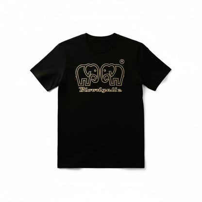Black with Metallic Gold logo Elephant Dot T-Shirt