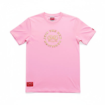 Medium Logo Pink and Gold Puff T-Shirt