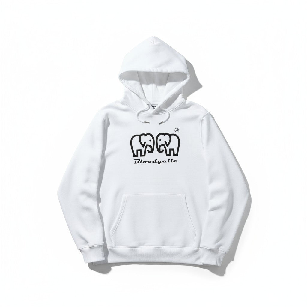 Bloodyelle Signature Brand Hoodie White with Black Logo