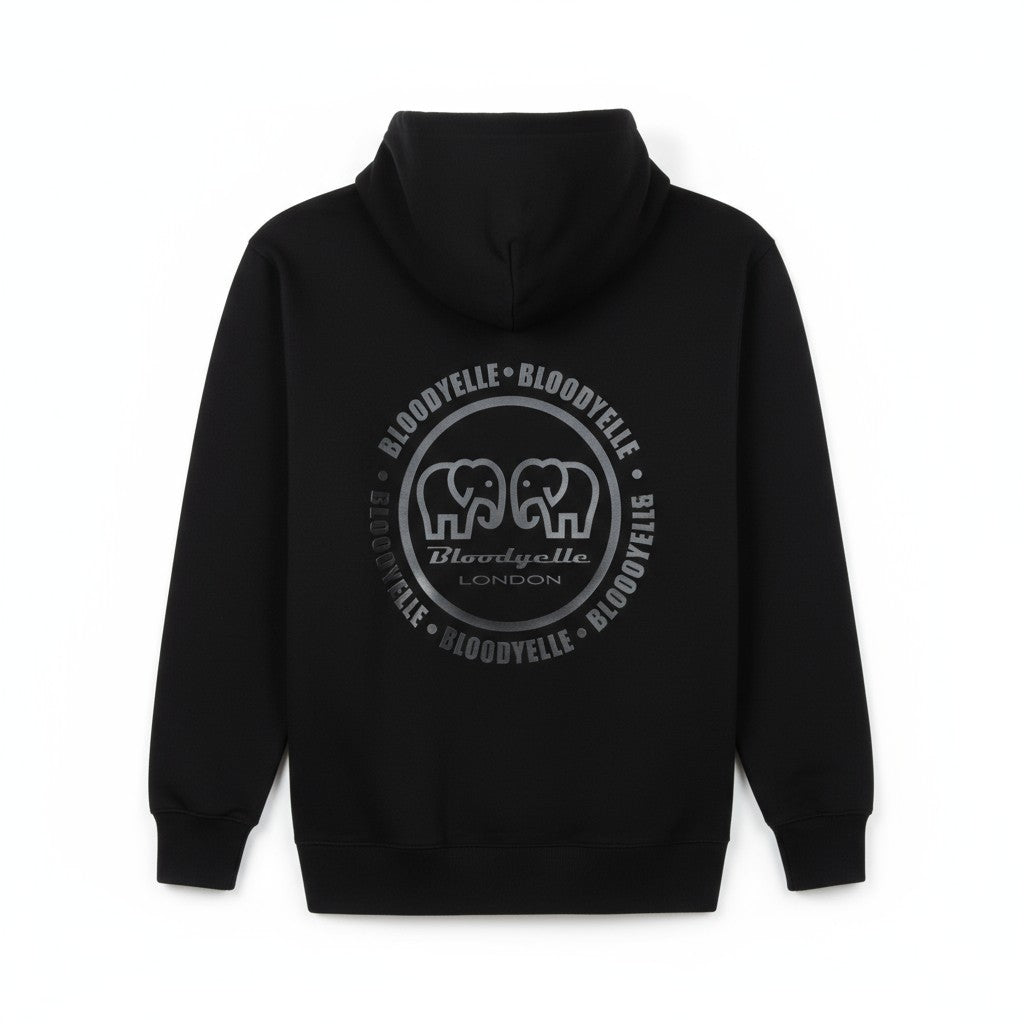 Zip through Hoodie Black with Black Raised Emblem