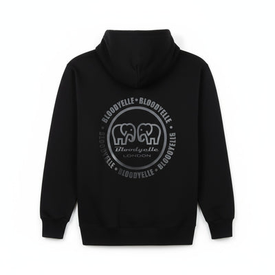 Zip through Hoodie Black with Black Raised Emblem