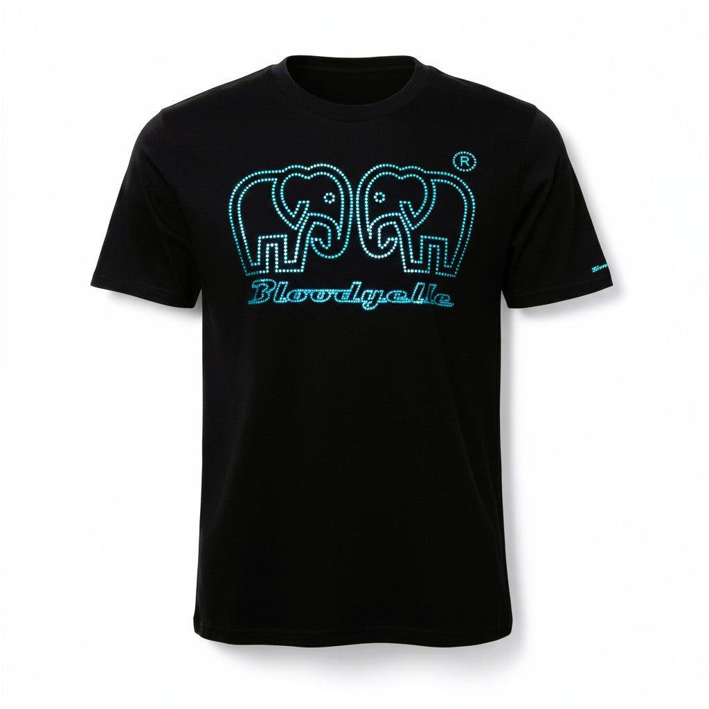 Black with Metallic Blue logo Elephant Dot T-Shirt