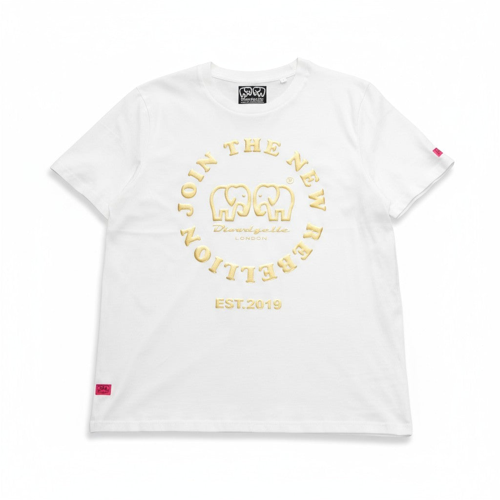 Rebellion White and Gold Puff T-Shirt
