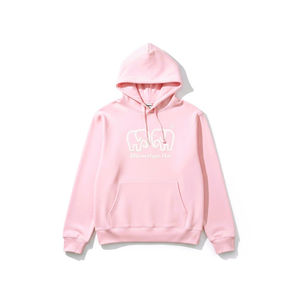 Bloodyelle Signature Brand Hoodie Pink with White Logo