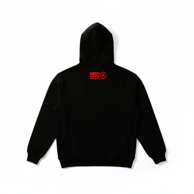 Infinity Hoodie Black with Red Flock Logo