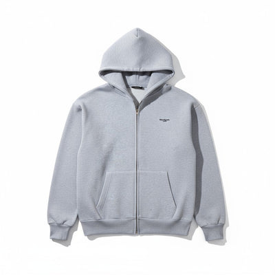 Premium Heavyweight Double Zip Grey Hoodie