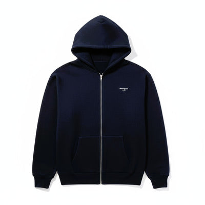 Premieum Heavyweight Double Zip Navy Hoodie