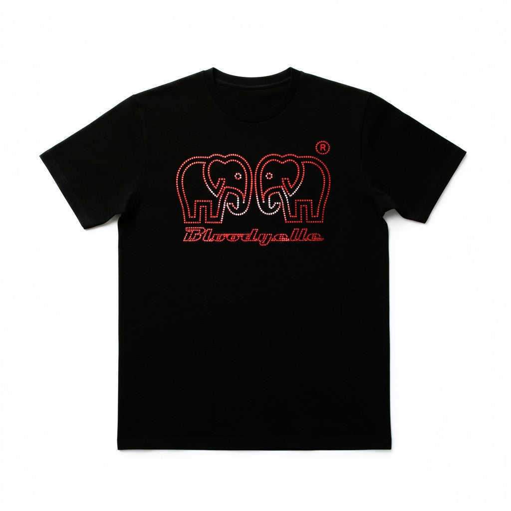 Black with Metallic Red logo Elephant Dot T-Shirt