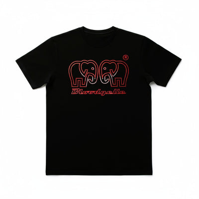Black with Metallic Red logo Elephant Dot T-Shirt