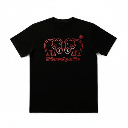 Black with Metallic Red logo Elephant Dot T-Shirt