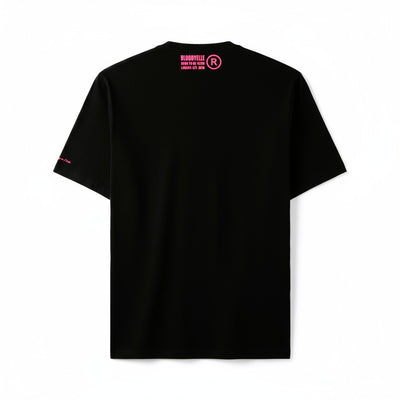 Essential Core Logo Black & Neon Pink Flock  T-Shirt