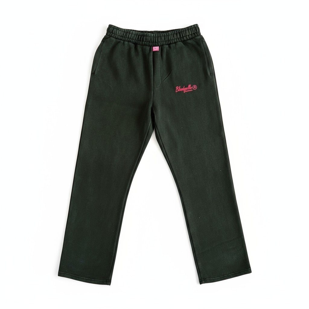 Washed Black and Red Flock Joggers