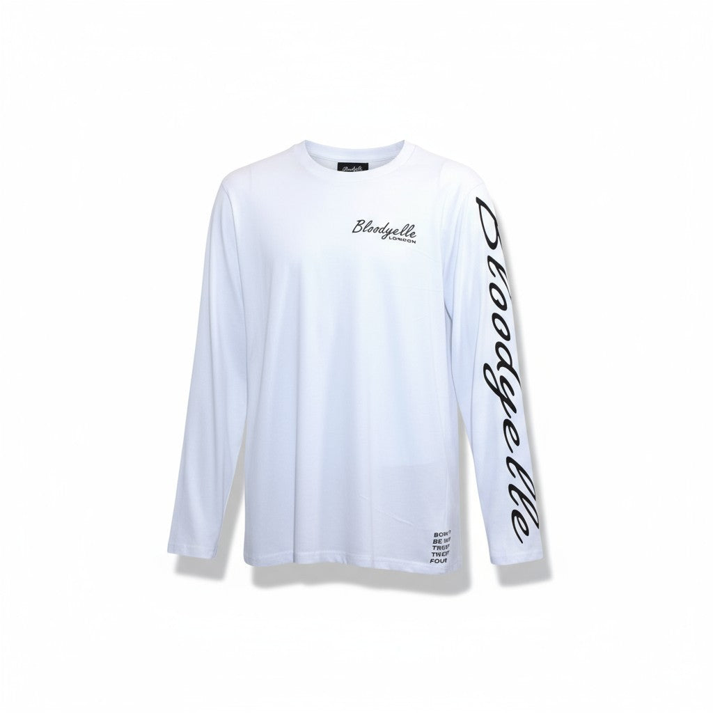 White with Black Signature Long Sleeve T-Shirt