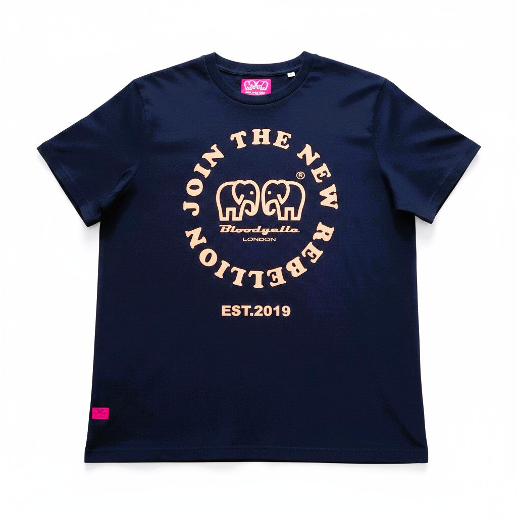 Rebellion Navy and Pink Flock T-Shirt