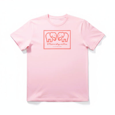 Elephant Box Outline Pink with Pink Flock Logo T-Shirt