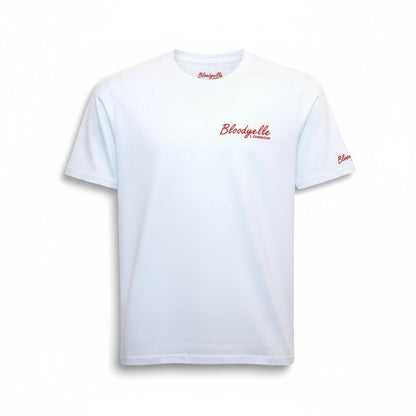 White with Bright Red Flock Bloodyelle Signature T-Shirt