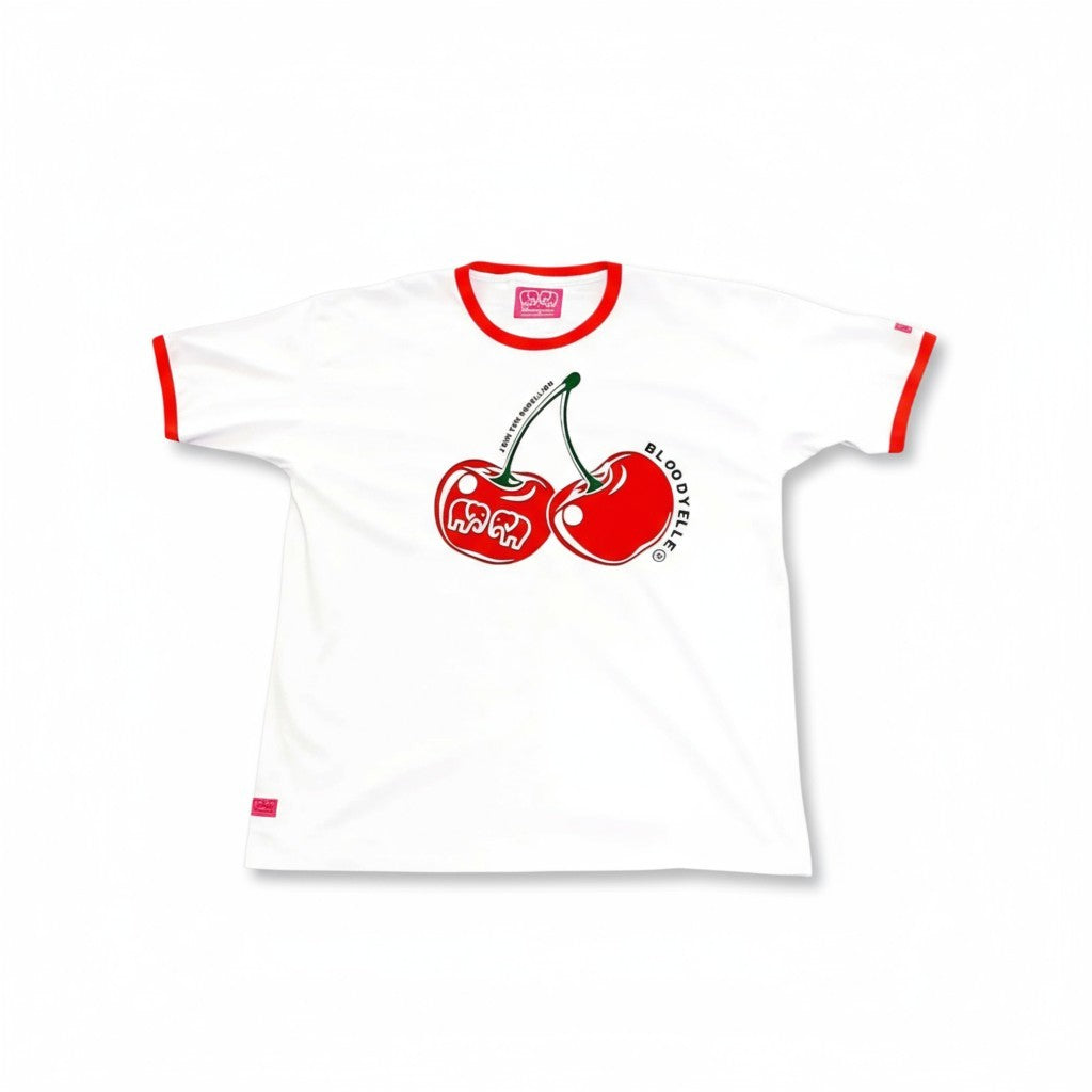 Rebellious White and Red Flock Cherry T-Shirt