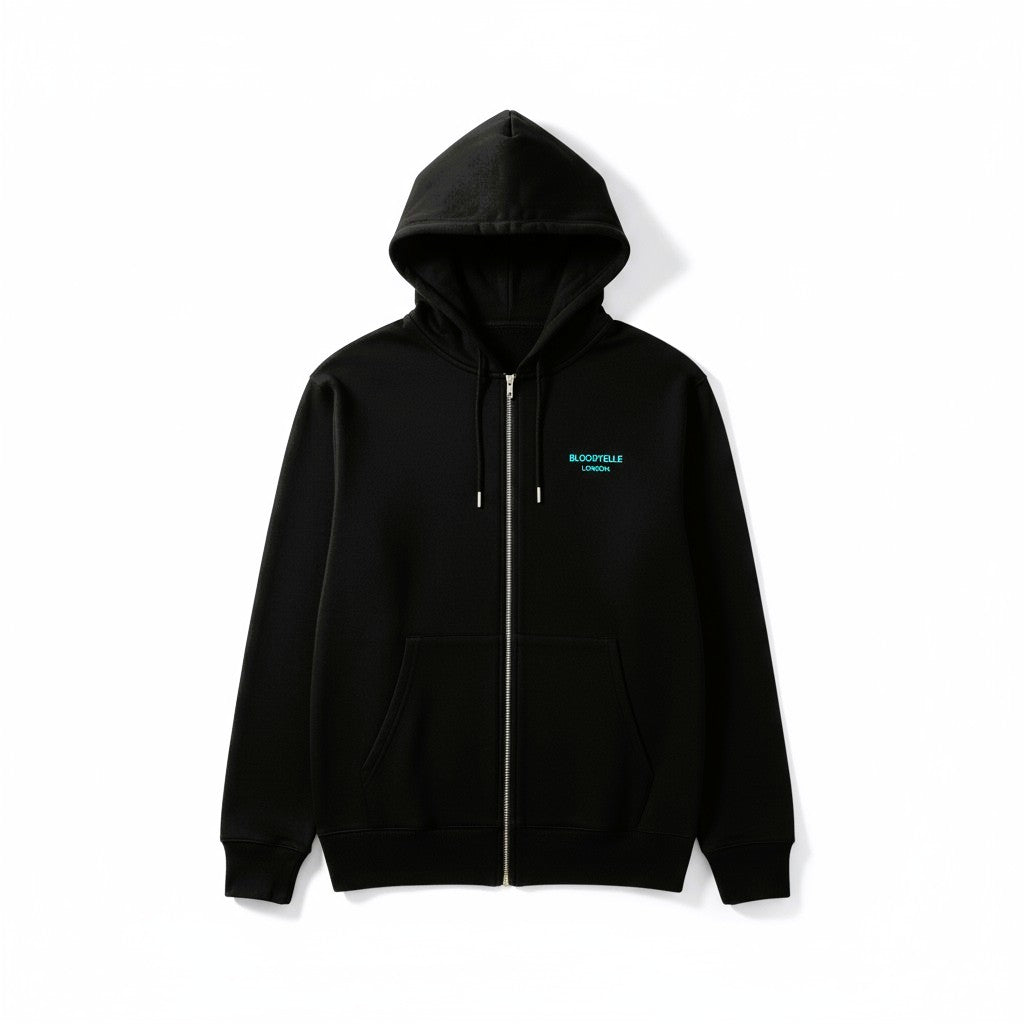 Hoodie Black w/ Light Blue Logo