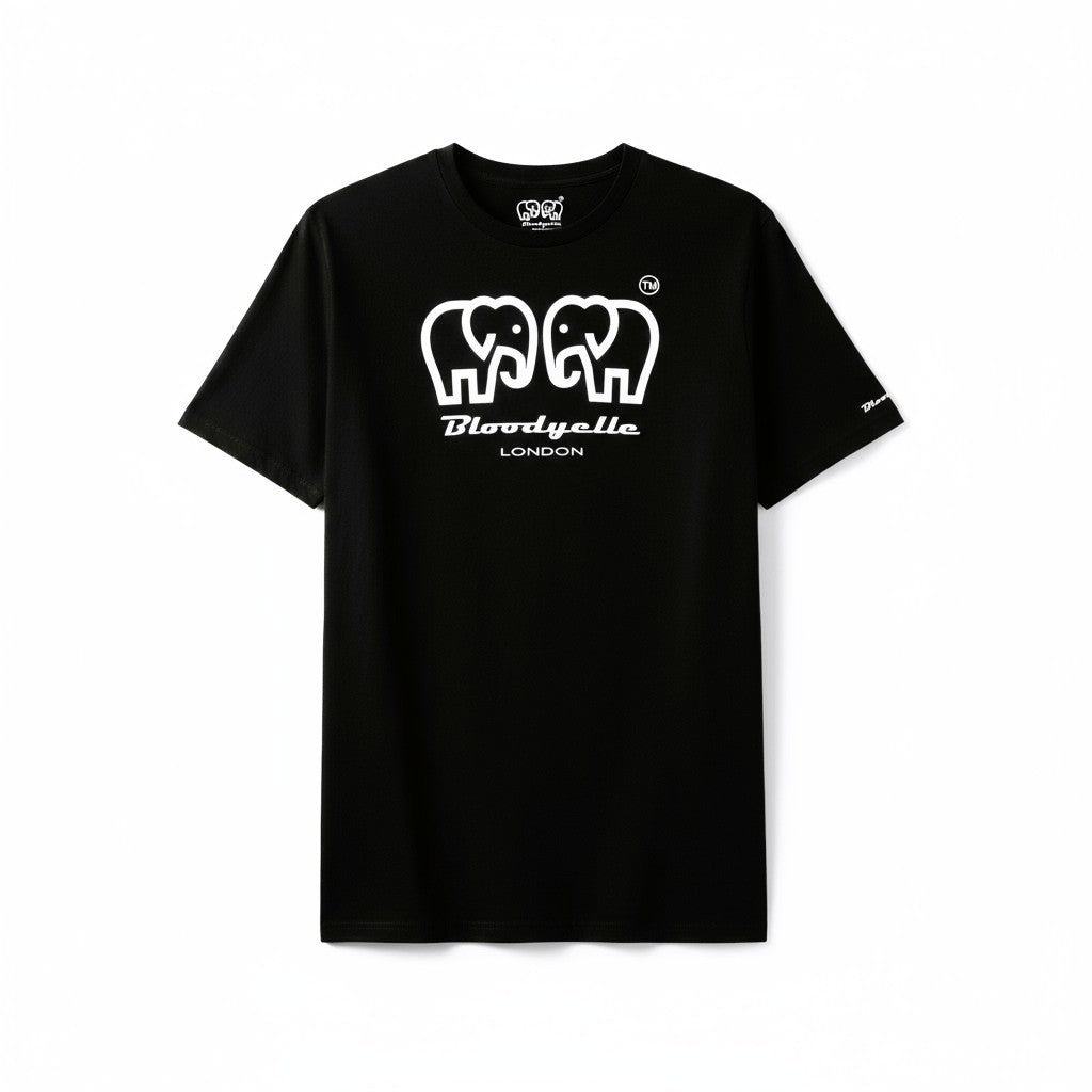 Elephant Logo Black & White Flock T-Shirt