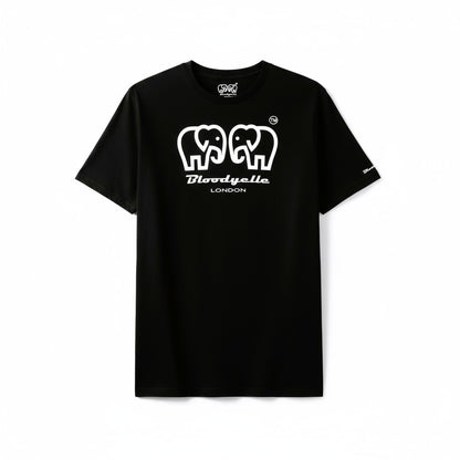 Elephant Logo Black & White Flock T-Shirt