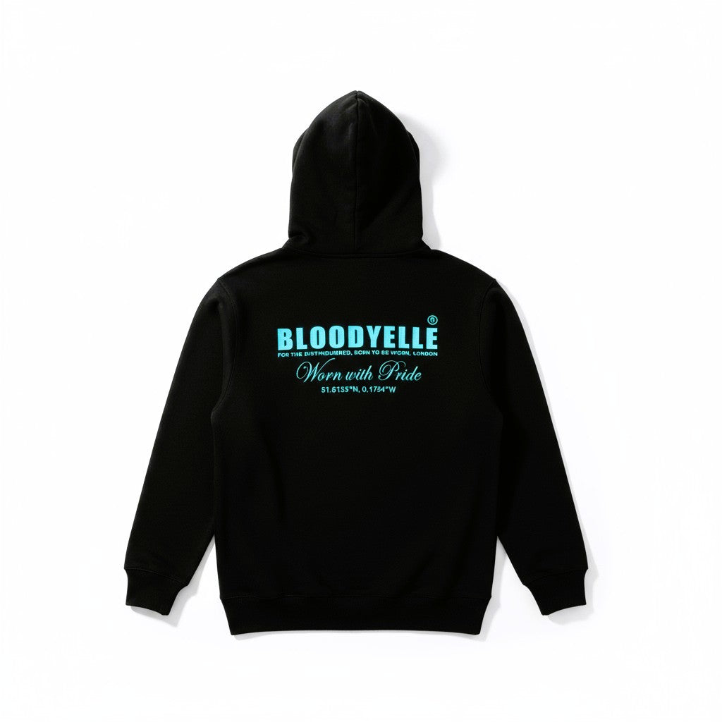 Hoodie Black w/ Light Blue Logo