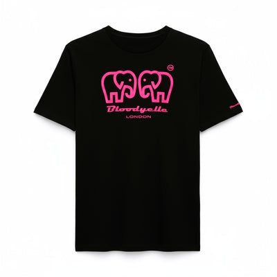 Essential Core Logo Black & Neon Pink Flock  T-Shirt