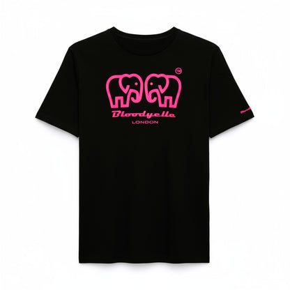 Essential Core Logo Black & Neon Pink Flock  T-Shirt