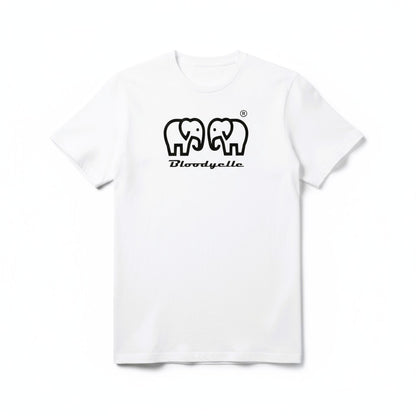Bloodyelle Elephant  White with Black Raised Logo T-Shirt