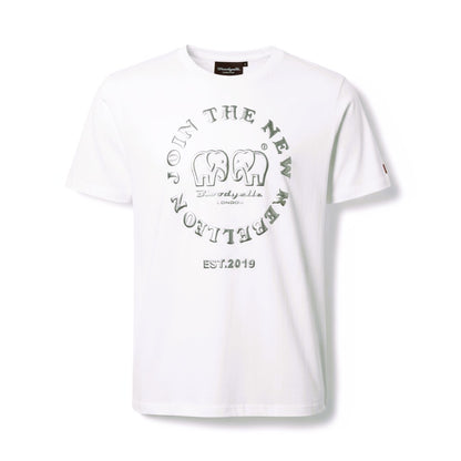 Rebellion White and Silver Puff  T-Shirt