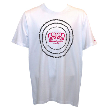 White Black and Fuchsia Spiral T-Shirt