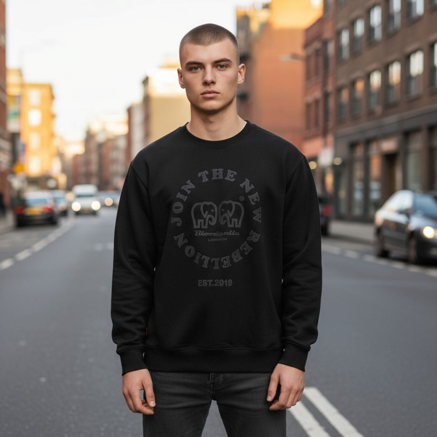 Join the New Rebellion Black and Black Puff Sweatshirt