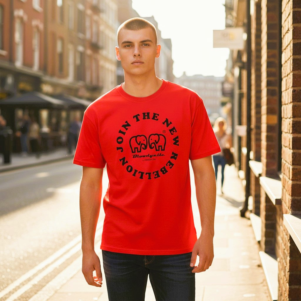 Red with Black Flock T-Shirt