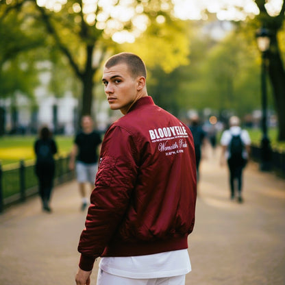 Burgundy Signature Bomber Jacket