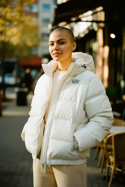 White Heavy Hooded Oversized Puffer Jacket