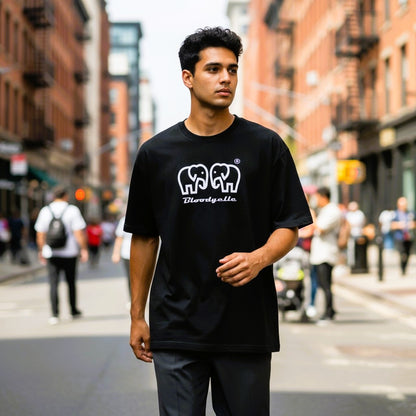 Bloodyelle Elephant Black and White Raised Logo T-Shirt