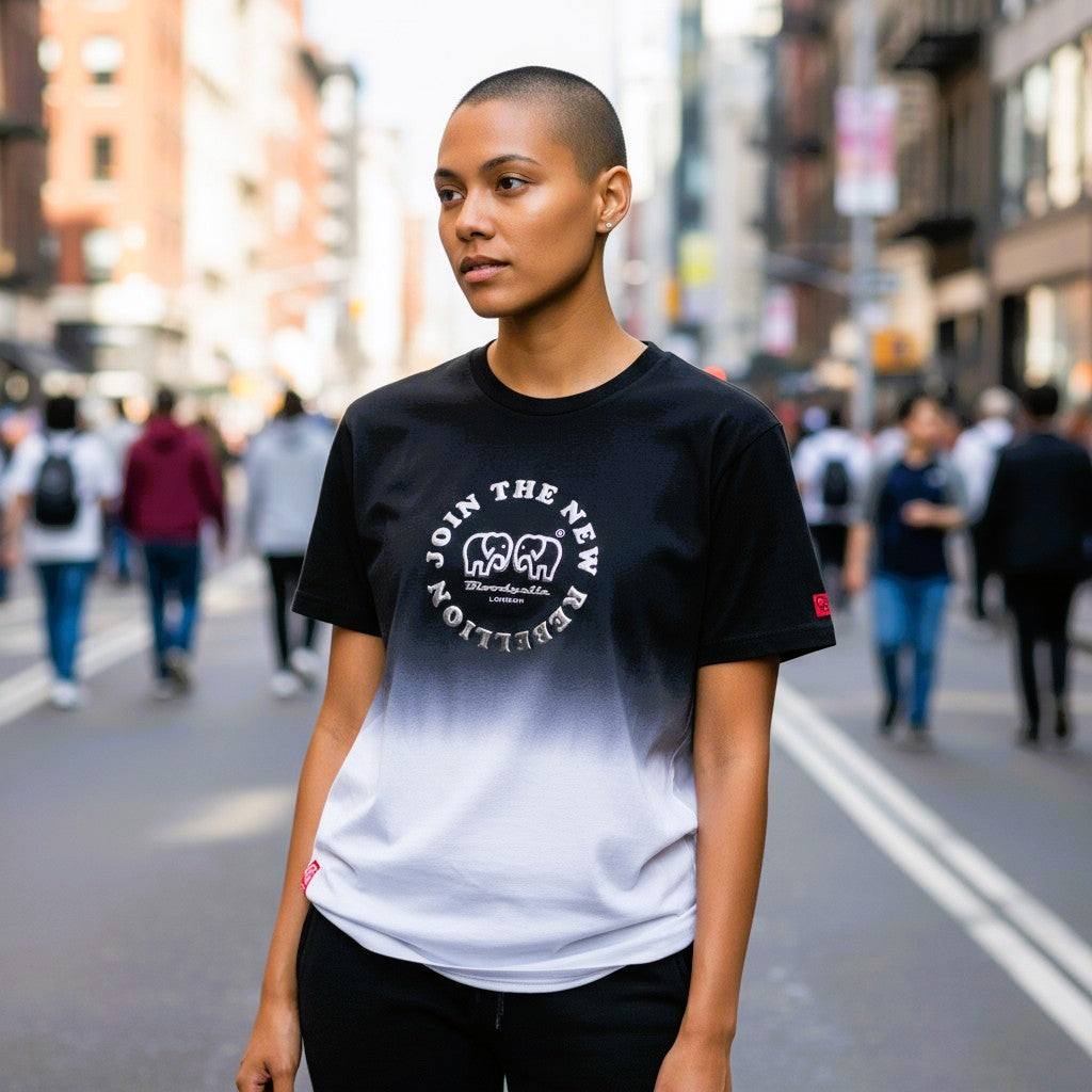 Medium Logo Black and Silver Puff T-Shirt