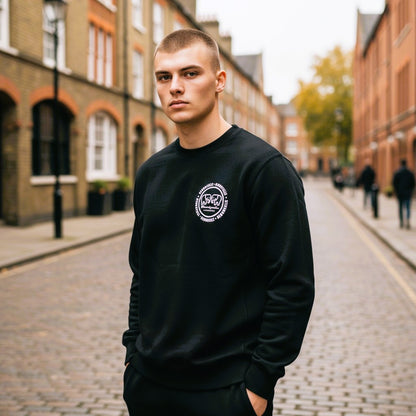 Sweatshirt Black with Raised Metallic Silver Infinity Logo