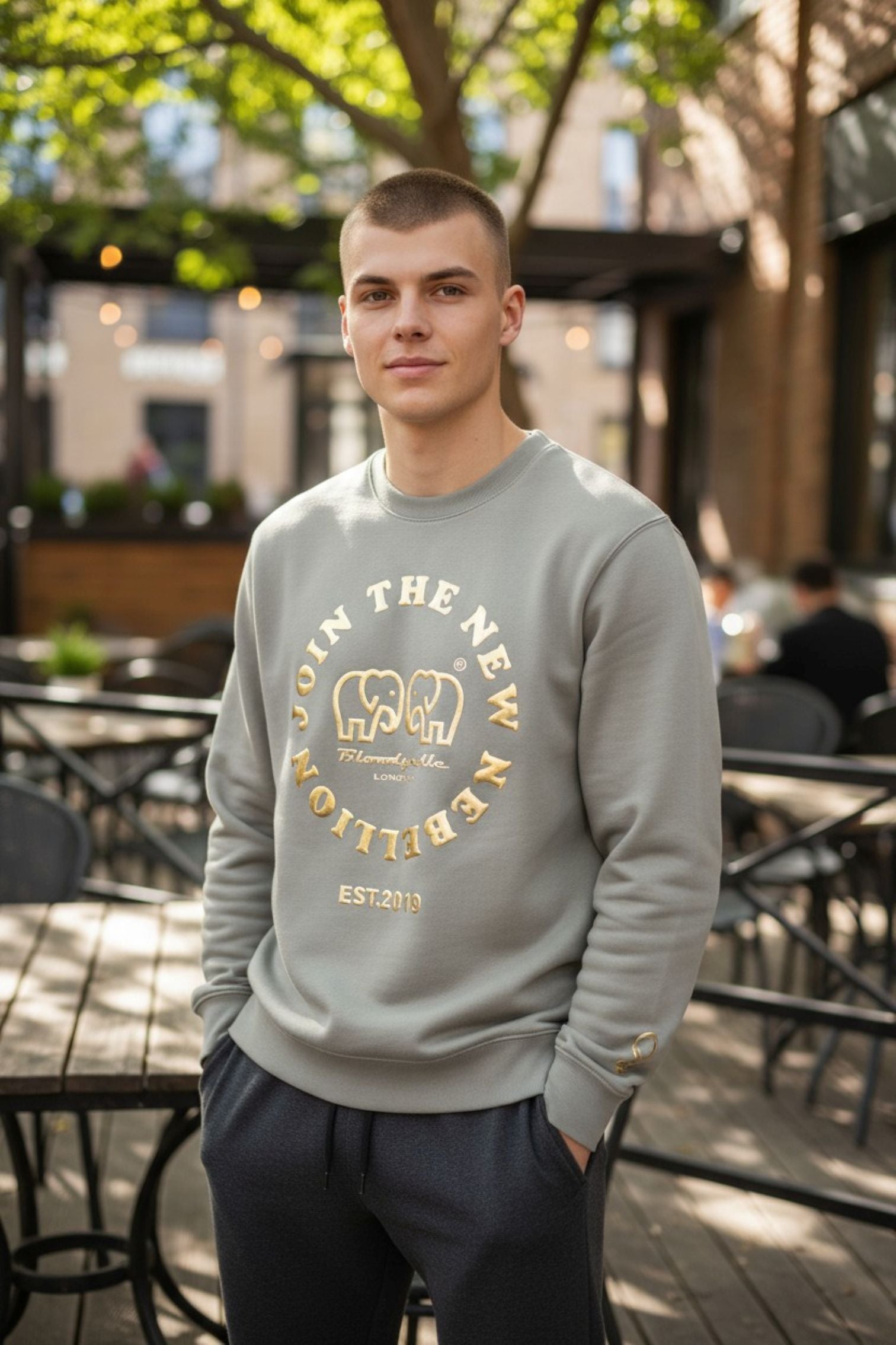 Stone and Gold Puff Sweatshirt