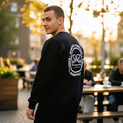 Sweatshirt Black with Raised Metallic Silver Infinity Logo