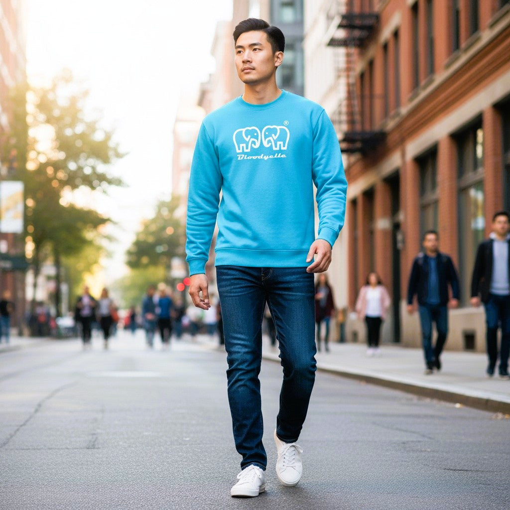 Aqua Blue Elephant logo Brand Sweatshirt