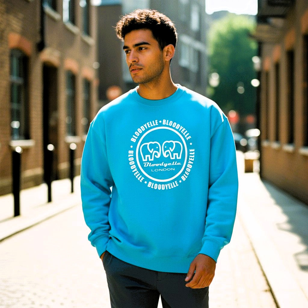 Bloodyelle Aqua Blue and White Infinity Logo Sweatshirt