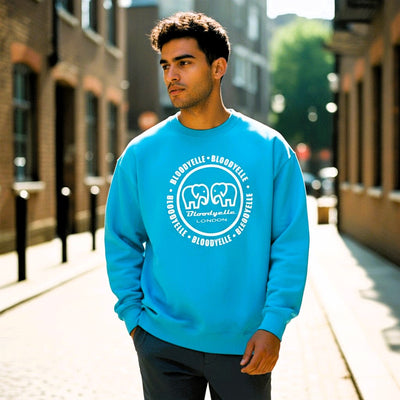 Bloodyelle Aqua Blue and White Infinity Logo Sweatshirt
